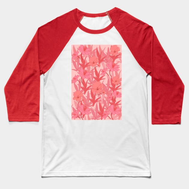 Pink flower pattern Baseball T-Shirt by PedaDesign